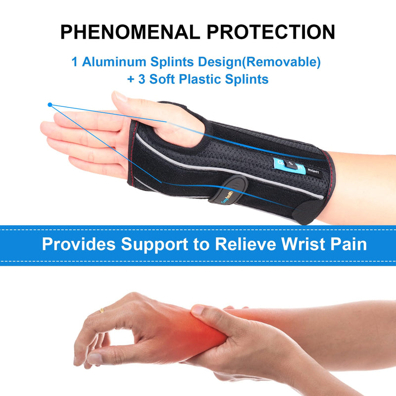 Carpal Tunnel Wrist Brace Night Support - Wrist Splint Arm Stabilizer & Hand Brace for Carpal Tunnel Syndrome Pain Relief with Compression Sleeve for Forearm or Wrist Tendonitis Pain (Left, L) Left Hand-L