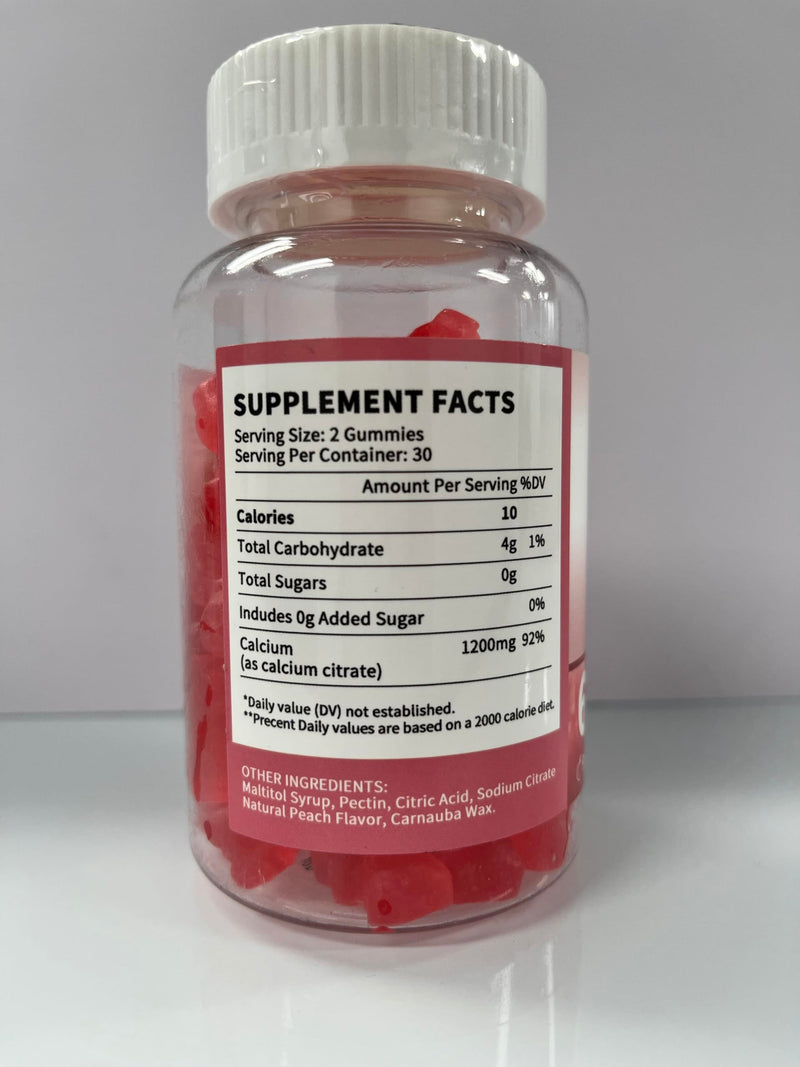 (3 Pack) 1200 mg Calcium Citrate Gummies Supplements for Women & Men,Pure Calcium Citrate Gummies for Bone, Muscle & Immune Support - Easy to Digest, Sugar Free,Vegan,Peach Flavor,60 Day Supply 60 Count (Pack of 3)