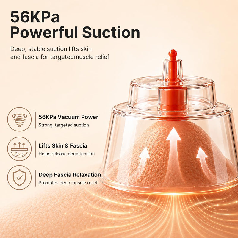 Cupping Set, Electric Cupping Kit for Massage Therapy, Lymphatic Drainage Massager with Heat, 6 Levels for Muscle Relaxation, 4 Cups + 2 * 10ml Essential Oil 1 Device + 2 Essential Oils + 4 Cups