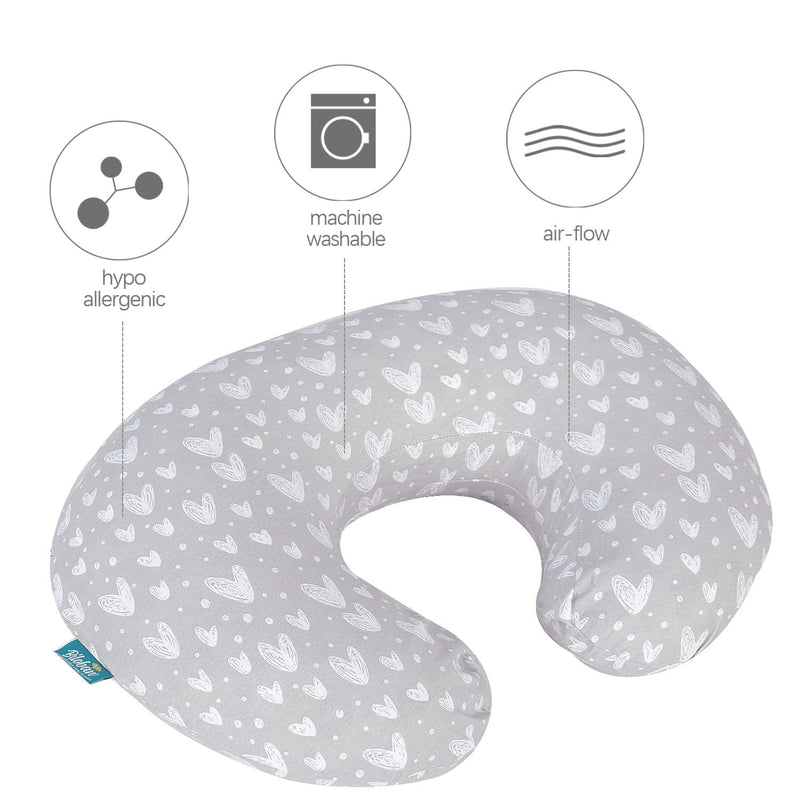 [Australia] - Nursing Pillow Cover 2 Pack Compatible with Boppy Pillow, 100% Jersey Cotton with Large Zipper Super Soft & Breathable & Skin Friendly for Moms/Kids, Grey & White 