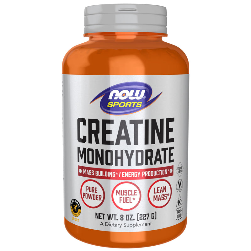 NOW Sports Nutrition, Creatine Monohydrate Powder, Mass Building*/Energy Production*, 8-Ounce 45 Servings (Pack of 1)