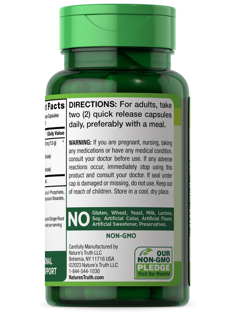 [Australia] - Nature's Truth Ginger Root Capsules | 1,500mg | 100 Count | Non-GMO and Gluten Free Supplement | from Ginger Root Extract 