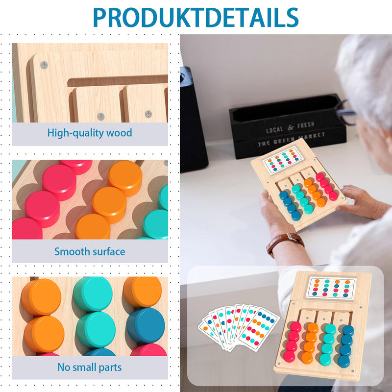 Wooden Dementia Games with 12 Cards for Seniors, Cognitive Stimulation Colour Memory Activities for Seniors, Portable Sensory Wooden Boards for Dementia in Adults