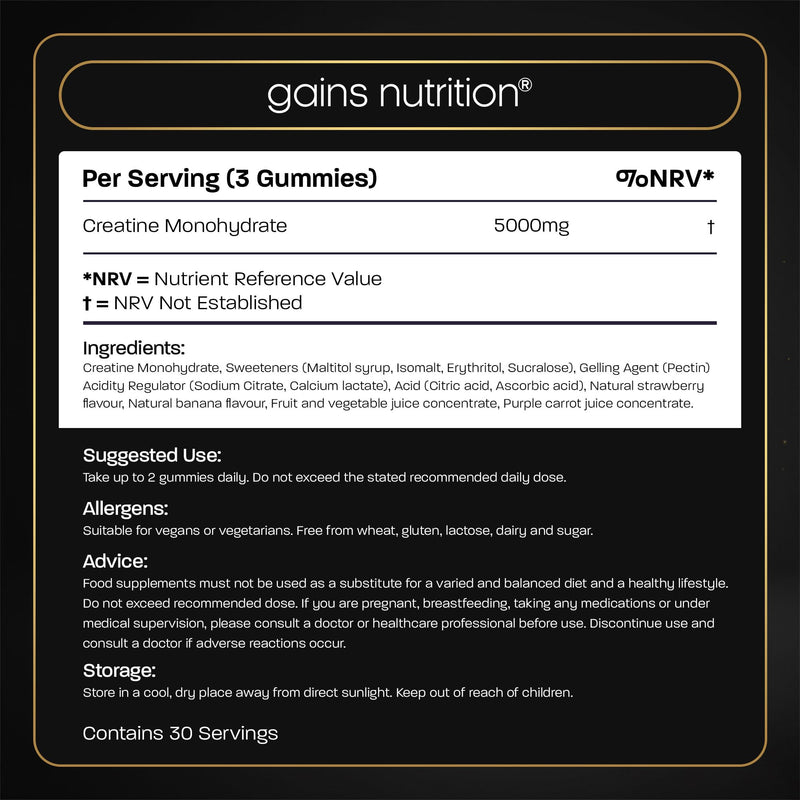 GN Creatine Pro Gummies | 90 Chewable Creatine Gummies for Men & Women - 5000mg Creatine Monohydrate Per Serving | Strawberry & Banana Flavour, Non-GMO & Suitable for Vegans & Vegetarians