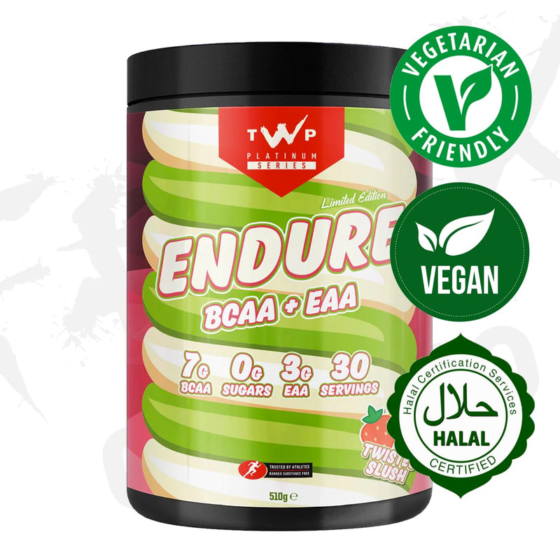 TWP Nutrition Platinum Series Endure, EAAs & BCAAs Electrolyte Blend Pre, Intra and Post Workout, Zero Sugar, 510g and 30 Servings, 20 Great Flavours (Twisted Slush) Twisted Slush