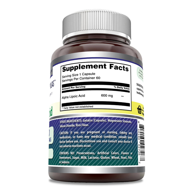 [Australia] - Amazing Formulas Alpha Lipoic Acid | 600 Mg Per Serving Supplement | Capsules | Non-GMO | Gluten Free | Made in USA (60 | 1 Pack) 