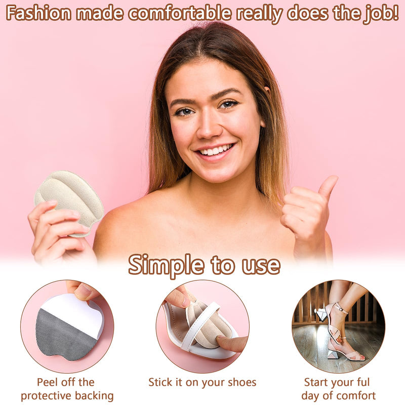 [Australia] - Oruola 2 pairs of non-slip tongue pads for loose shoes, heel pads, tongue pads for shoes, non-slip tongue cushion insert for loose shoes, men and women, shoe heel pads (beige) 