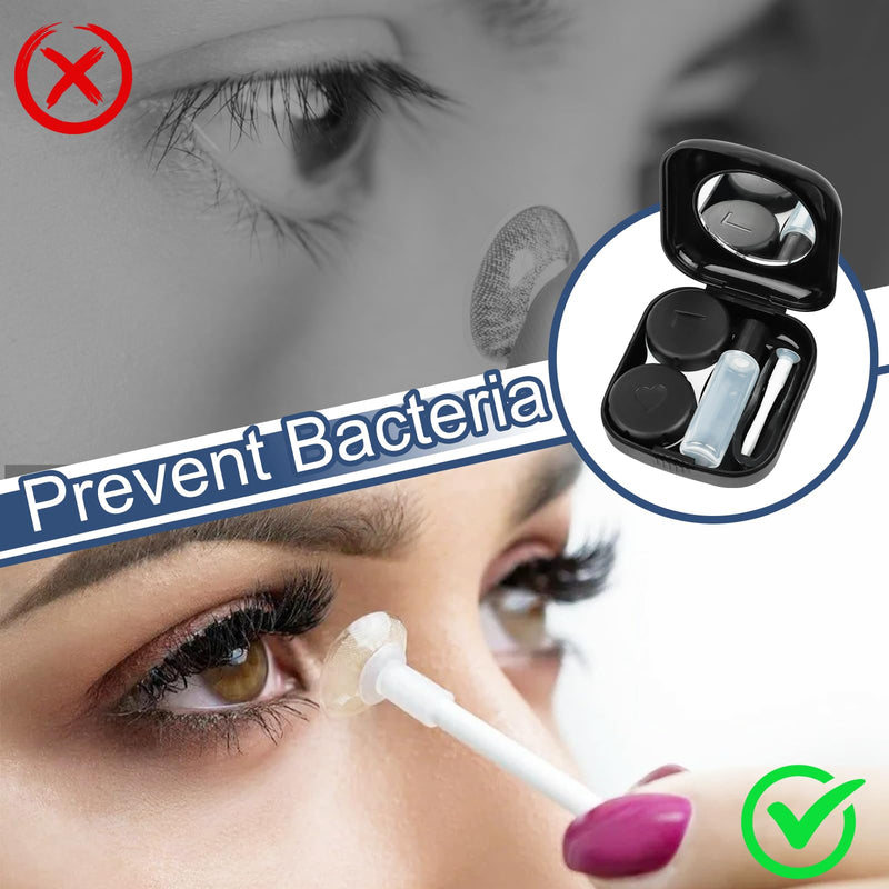 [Australia] - Pack of 2 contact lens containers, contact lens storage, contact lens holder with mirror, contact lens box, portable contact lens container, travel contact lens accessories, for traveling at home outdoors 