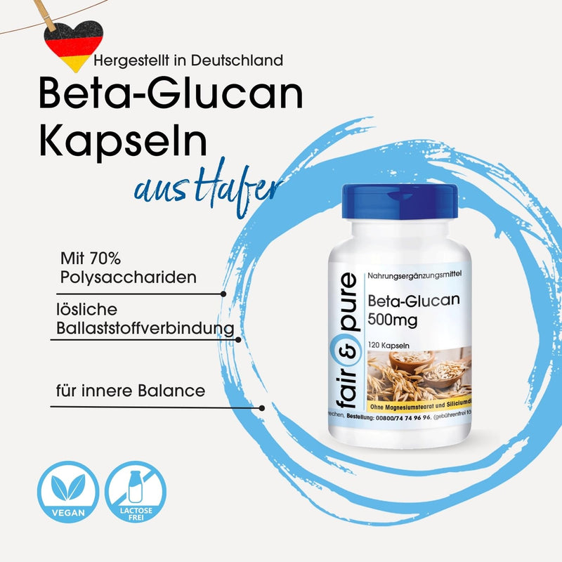 [Australia] - Fair & Pure® - Beta-glucan capsules 500 mg from oats - 120 capsules - vegan - natural - without magnesium stearate 
