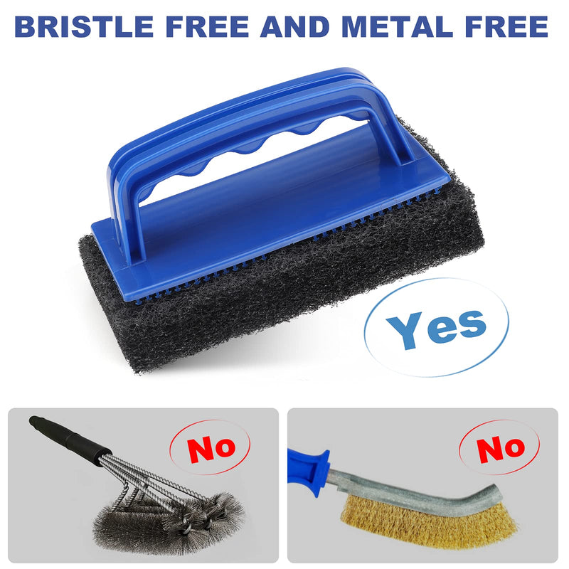 [Australia] - Blackstone Grill Cleaning Kit, Heavy Duty Griddle Scrubber Scouring Pad & Handle, Griddle Cleaning Brush for Charcoal, Gas Grills, Cast Iron Cookware, Oven, Grate, Stovetop 