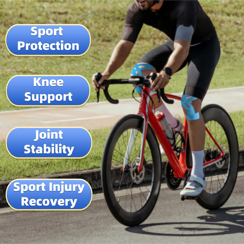 [Australia] - IEADEN Precut Kinesiology Tape for Knees, 10 Pcs - Knee Support & Stability, Knee Pain Relief Athletic Tape - Waterproof & Elastic, Breathable Hypoallergenic Latex-Free Tape, Black 
