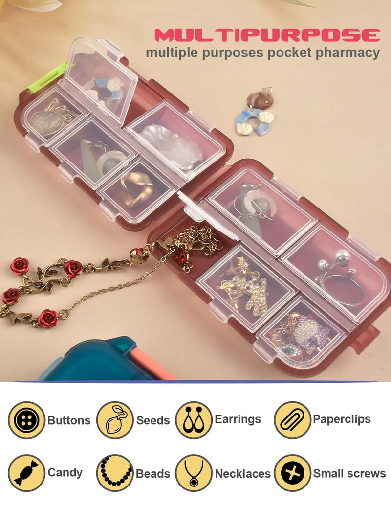 3 Pcs DIY Travel Pill Organizer with Labels Pocket Pharmacy, 3 Pill Box & 420 Medicine Labels, Portable Travel Essentials Mini Pill Container 7 Day Pill Case Storage Vitamin Fish Oil (Set B) Gray + Blue + Red 3 PCS