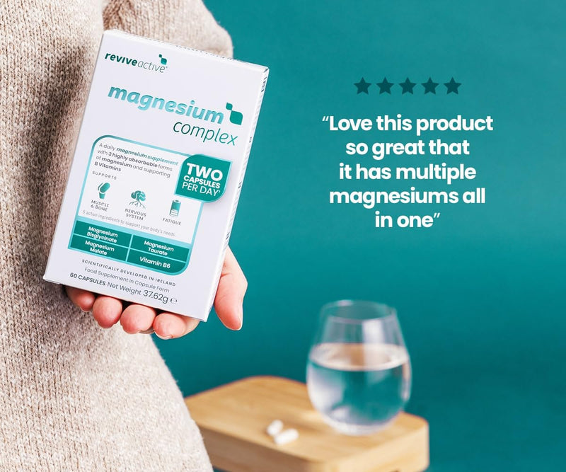 Revive Active Magnesium Supplement 3-in-1 Complex - Magnesium Glycinate (Bisglycinate), Taurate and Malate - Supports Fatigue, Nervous System, Muscles & Bones - 60 Count