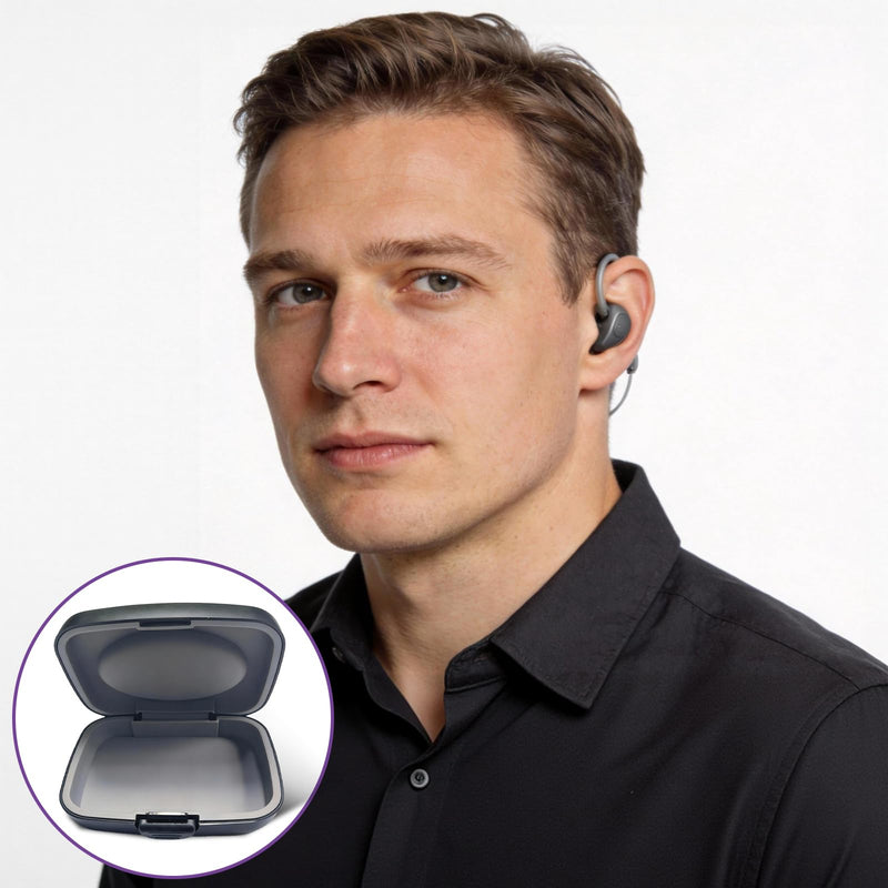 Icetop Hearing Aid Case, Hard Shell Protective Case with Silicone Lining, Portable Water-Resistant Storage Organiser for Hearing Aids Earbuds Small Essentials