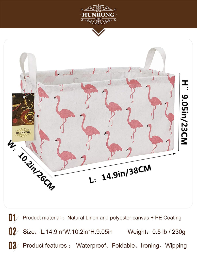 [Australia] - HUNRUNG Rectangle Storage Basket Cute Canvas Organizer Bin for Pet/Children Toys, Books, Clothes Perfect for Rooms/Playroom(Rectangle Flamingo) Rectangle Flamingo 