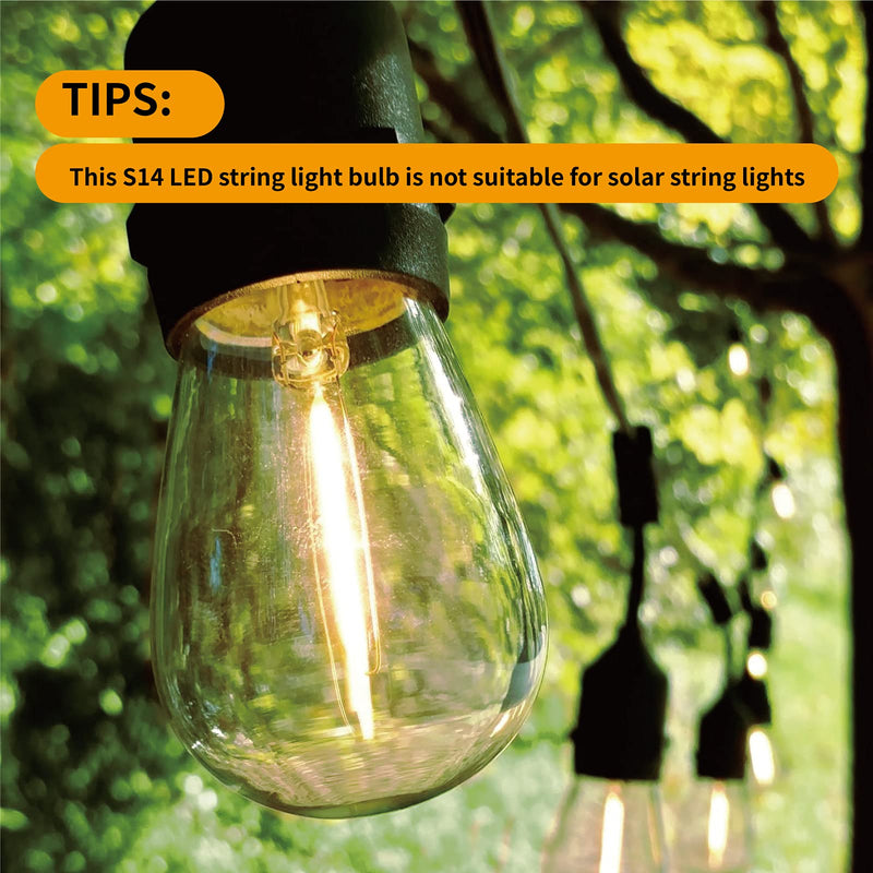 [Australia] - Meconard 24 Pack LED S14 Replacement Light Bulbs, Shatterproof Outdoor 1 Watt to Replace 11Watts String Incandescent Bulb, E26 Regular Medium Screw Base, 2200K Warm White, Non-Dimmable 24 Count (Pack of 1) 