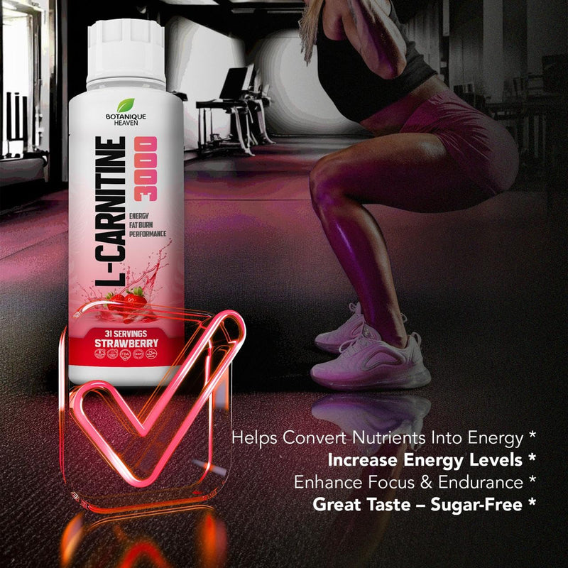 L-Carnitine Liquid 3000mg Per Serving | High Strength Liquid Carnitine | Energy & Metabolism Support | 31 Servings | Sugar Free, Vegan | Strawberry
