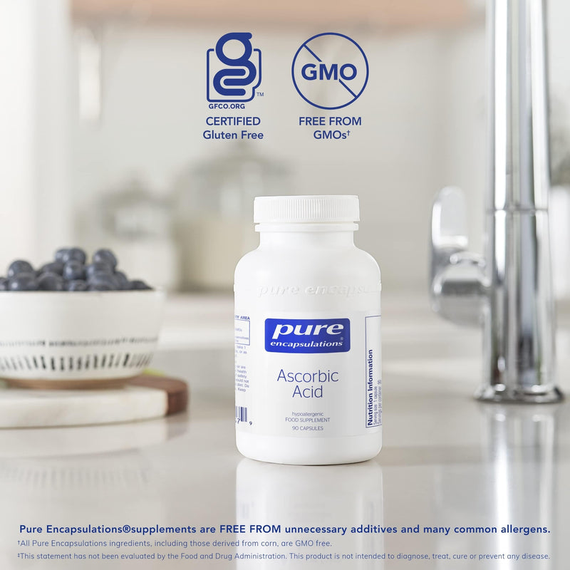 Pure Encapsulations Ascorbic Acid - 1000mg Professional Strength Vitamin C - Hypoallergenic Supplement - 90 Capsules 90 count (Pack of 1)