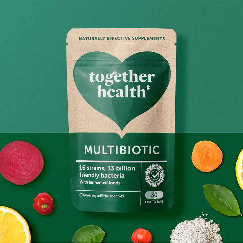 Multibiotic – Together Health – 45 Farm-Grown Fermented Foods - Multi Bacterial Strains with 13 Billion CFU – Vegan Friendly – Made in The UK – Pack of 3-90 Vegecaps 90 count (Pack of 1)