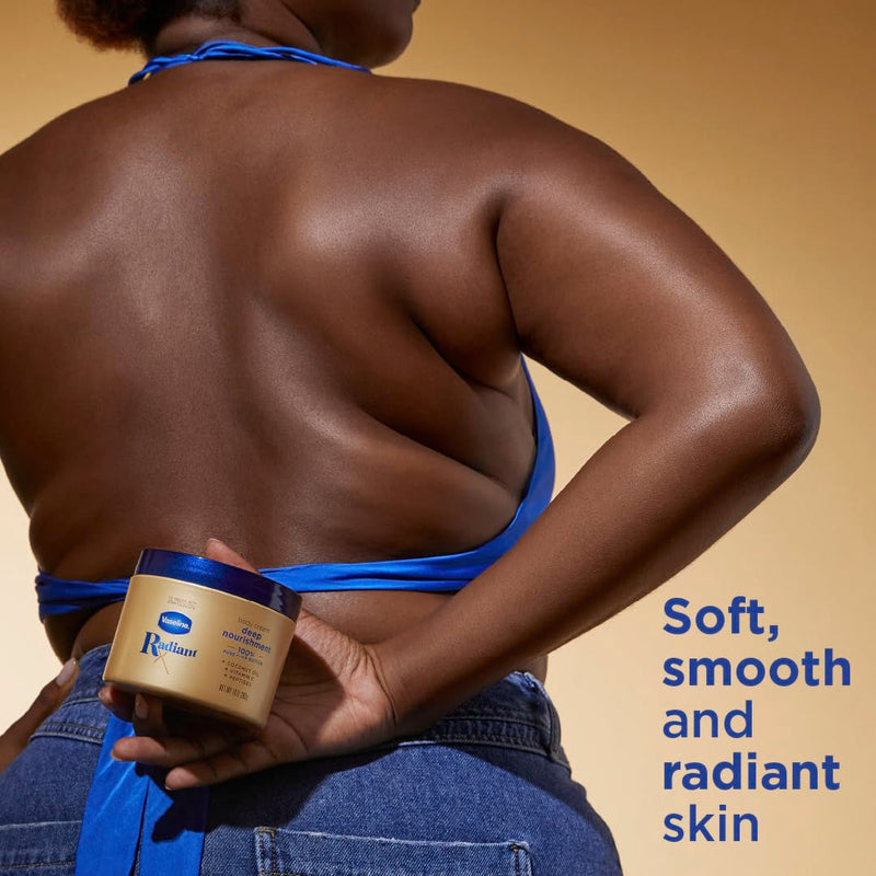 Vaseline Radiant X Deep Nourishment Body Cream 100% Pure Shea Butter, Coconut Oil, Vitamin C, & Peptides 10 oz 10 Ounce (Pack of 1) Skin moisturizer