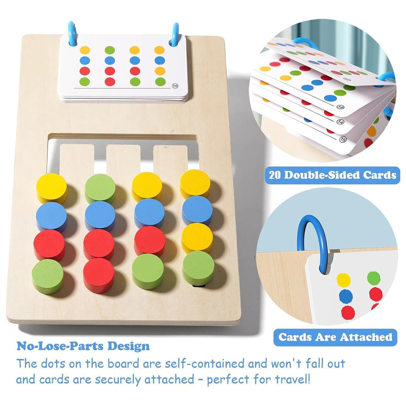 Pack of 2 Dementia Activity Update Colour Memory Game for Seniors Wooden with 20 Cards, Double-Sided Playable & Cards Securely Fixed, Easy to Grip, Activation & Memory Training