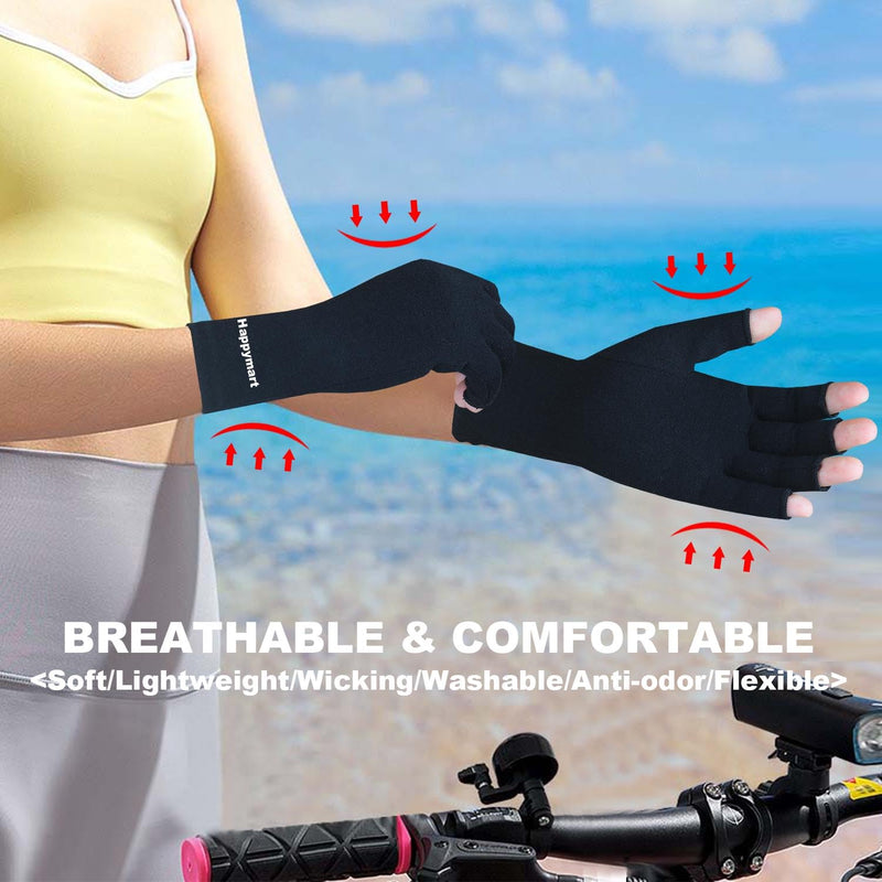 [Australia] - 2 Pairs Arthritis Gloves, Hand Compression Gloves for Rheumatoid, Pain Relief, Carpal Tunnel, Swelling, Joint Support, Driving Fingerless Gloves for Women Men (Black, Medium) Medium (Pack of 4) Black 