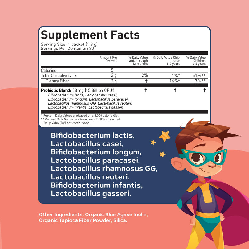 [Australia] - Lovebug Toddler Probiotics - Organic Probiotic for Kids, with Fiber for Constipation Relief, Dissolvable Powder, Ages 12 Months to 4 Year Olds - 30 Pack 1.9 Ounce (Pack of 1) 