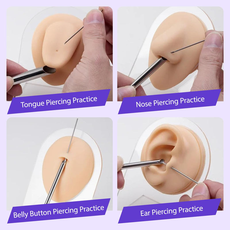 [Australia] - Silicone Model Body Part Displays Set- Usiriy 8Pcs Silicone Piercing Practice Kit with Model Display Holder Silicone Tongue Mouth Nose Eye Navel Ear Model for Piercing Practice and Jewelry Display 