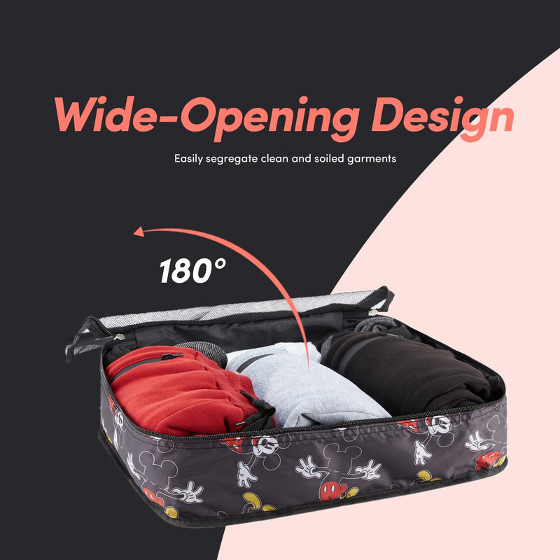 Disney Minnie Mickey Stitch Packing Cubes - Winnie the Pooh, Princess Cinderella, Cars, Toy Story 5 Piece Packing Cubes Compression - Travel Essential - Luggage Suitcase Organizer Set Black