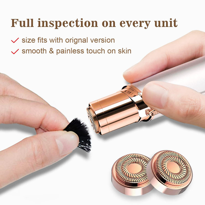 [Australia] - Hair Remover for Face Woman, Electric Face Shaver for Women, Hair Removal Device for Women Chin, Lip, Peach Fuzz with 2 Pc Replacement Heads, USB Rechargable 1 white +2 heads recharge 