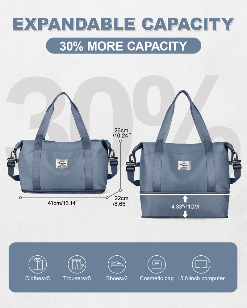 Travel Duffel Bag, Sports Tote Gym Bag, Shoulder Weekender Overnight Bag for Women B62-jewel Blue-expandable X-large