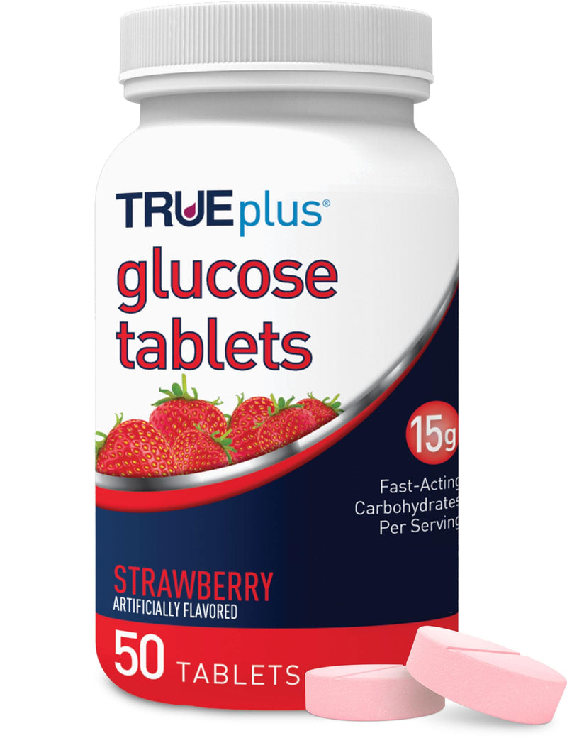 [Australia] - TRUEplus® Glucose Tablets, Strawberry Flavor - 50ct Bottle 50 Count (Pack of 1) 