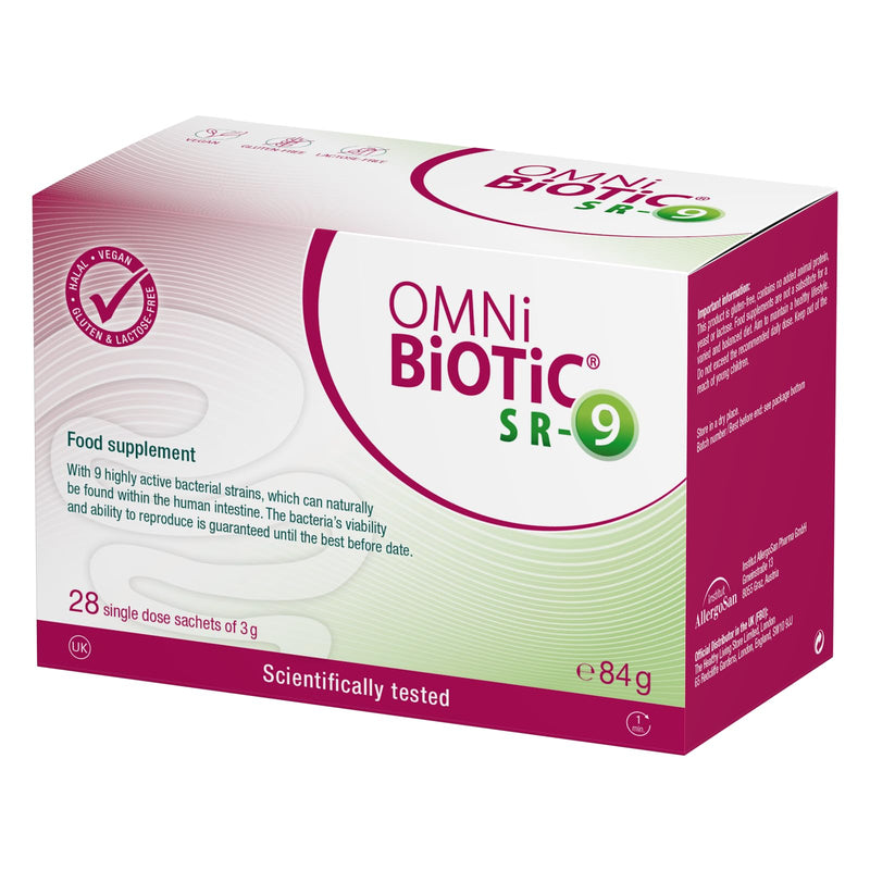 OMNi BiOTiC SR-9 | Stressed? Relax Your Gut Flora | 28 Sachets | Probiotics for Stress Resilience | 9 Bacterial Strains | 15 Billion Bacteria per Daily Dose | Powder | Vegan | Gluten-Free | Halal |