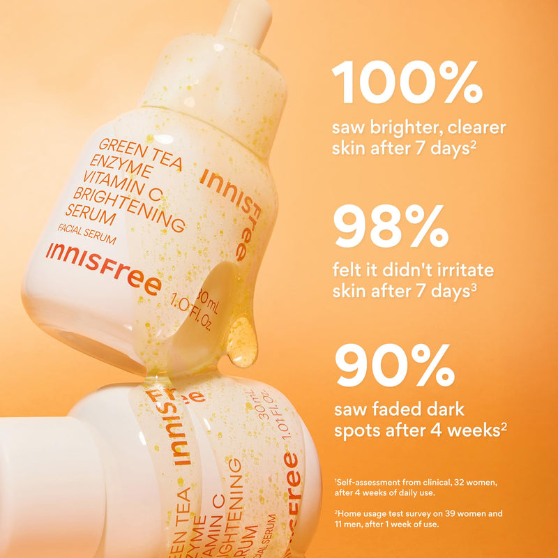 Innisfree Green Tea Enzyme Vitamin C Serum for Brightening Dark Spot Correction, Korean Face Serum for Radiant Glow 1.69 fl .oz. / 50ml: Jumbo Size