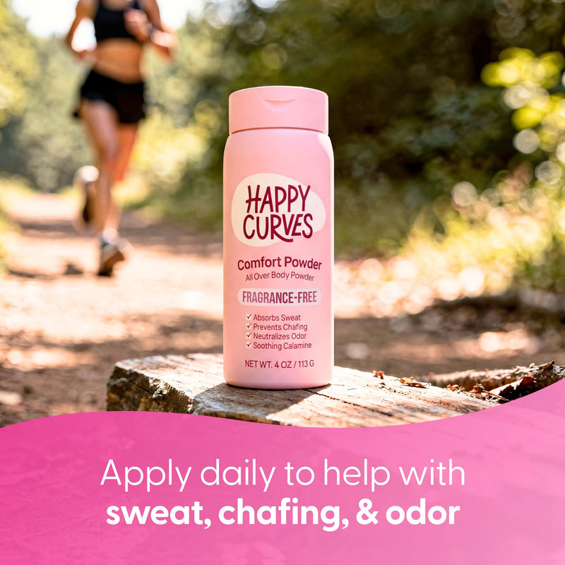 HAPPY CURVES Aluminum-Free Anti-Chafing Cream (Tahitian Vanilla) & Talc-Free Powder (Fragrance-Free) Bundle - Odor & Inner Thigh Chafe Control for Women