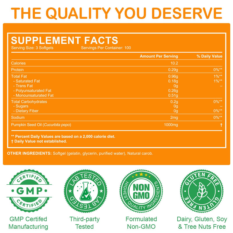 [Australia] - Pumpkin Seed Oil Capsules,2 in 1 Pumpkin Seed Oil with Saw Palmetto, Supplements Supports Hair Growth, Bladder & Prostate Health | Non-GMO 