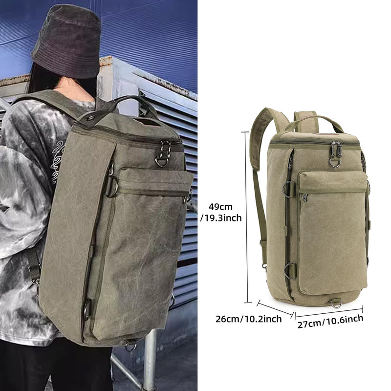 Travel Canvas Duffel Bag Garment Duffle Bag for Women Men Weekender to Backpack(Green) Green