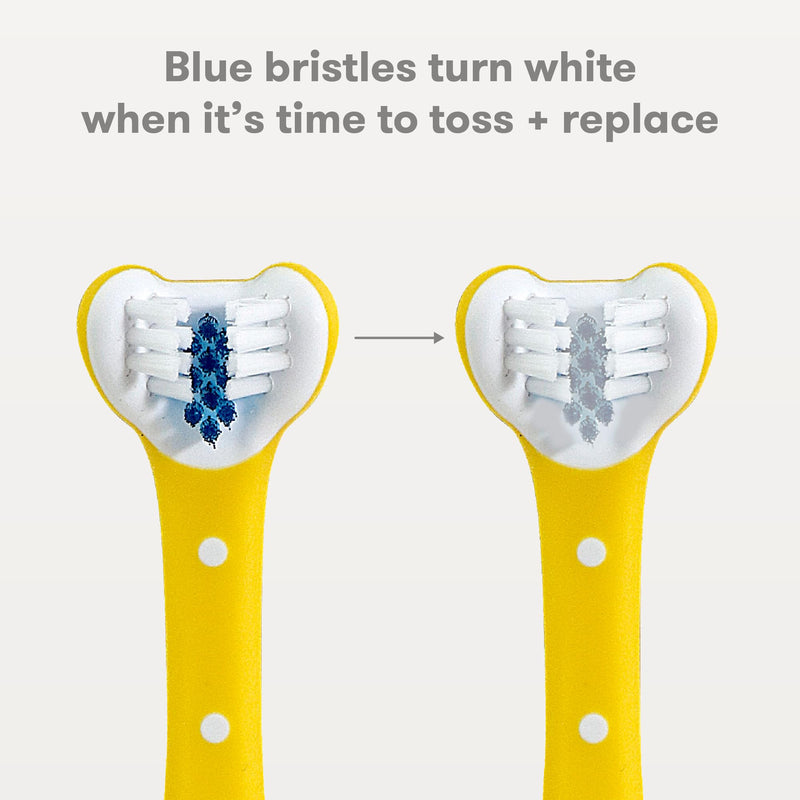 [Australia] - Frida Baby Triple-Angle Toothhugger Training Toddler Toothbrush | Toddler Toothbrush 2 Years and Up, Cleans All Sides at Once | 2 Pack (Yellow + Blue) 1 Count (Pack of 2) Yellow + Blue 