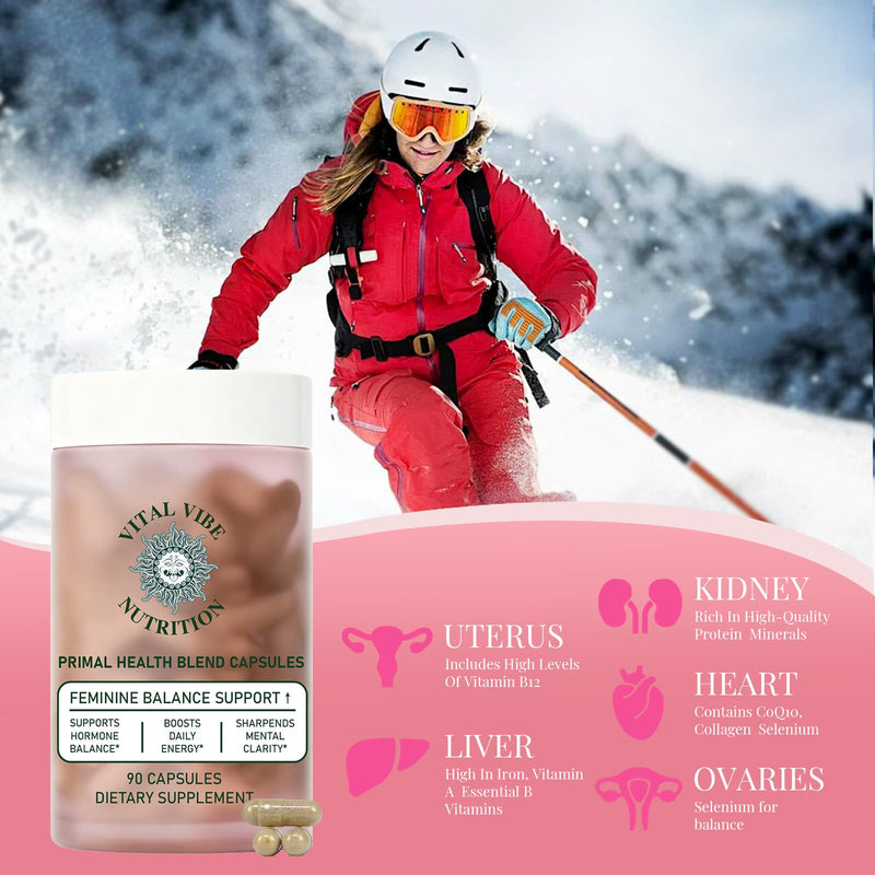 Grass-Fed Beef Organ Supplement for Women – Hormone Balance & Daily Energy Support – Primal Health Blend with Liver, Kidney & Ovarian Extract – 90 Capsules