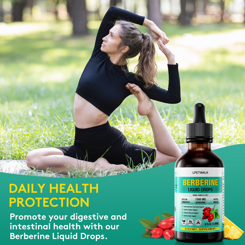 [Australia] - 4 FL Oz Organic Berberine Liquid Drops - Premium Berberine Supplement with Ceylon Cinnamon, Bitter Melon, Sugar-Free & Vegan Supplement Berberine Leaves Liquid, 98% Absorption - 120ML 