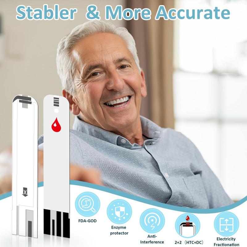 [Australia] - TD-4125 Blood Glucose Test Strips for Diabetes, 100 Count Blood Sugar Test Strips, Designed for Use with HanrayCare Glucose Monitoring System, Accurate Self-Testing, No Coding Required 