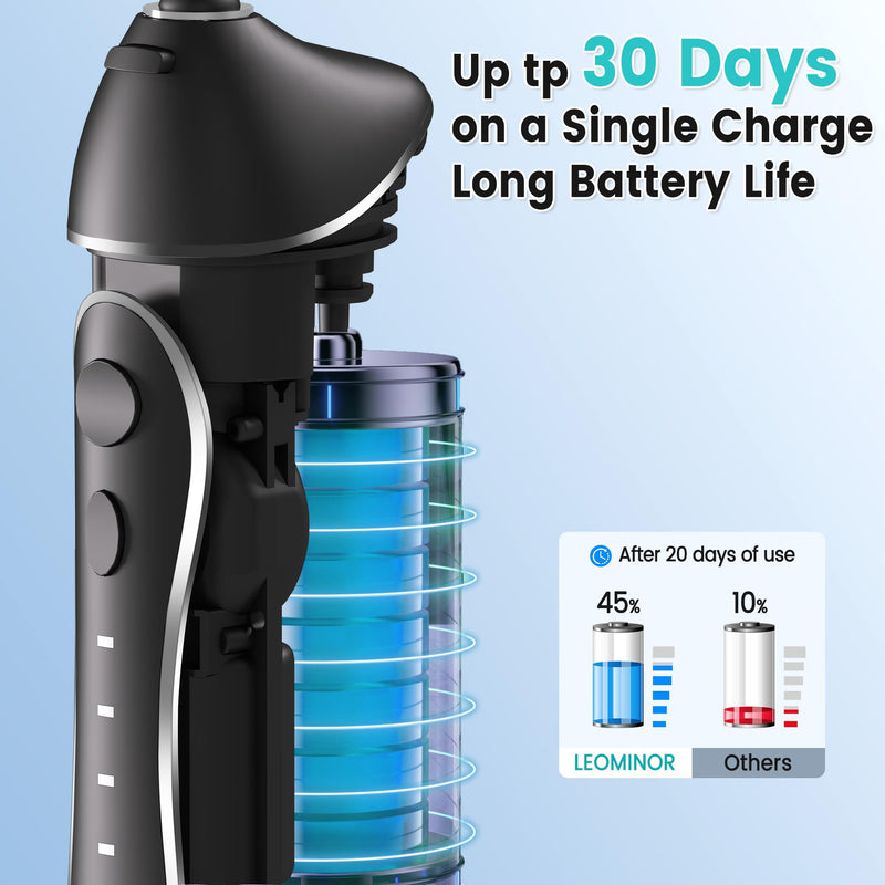[Australia] - Leominor Water Flosser Pick for Teeth, 300ML Portable Oral Irrigator Upgraded Tank Removable,IPX7 Waterproof, Rechargeable Travel Teeth Cleaner, Professional Electric Flossing Machine (Black) Black 