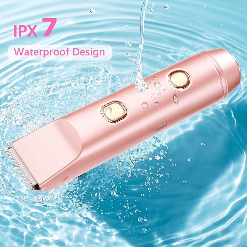 [Australia] - Bikini Trimmer for Women、Dermave Bikini Shaver 2-in-1 Dual Head Shaver Electric Razors for Women、Independent Control、 Ipx7 Waterproof 