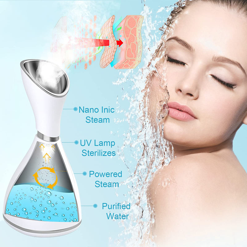 [Australia] - Facial Steamer for Face, Face Steamer for Facial Deep Cleaning, Face Steamer Nano Mister Set for Sinuses, Unclogs Pores, Home SPA, Skin Care 