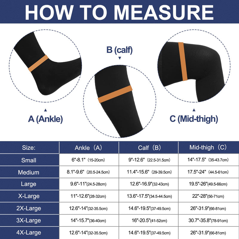 Zhanmai 2 Pairs Thigh High Men's Compression Socks 20-30 Mmhg Compression Stocking with Silicone Grip Men's Dress Socks Large