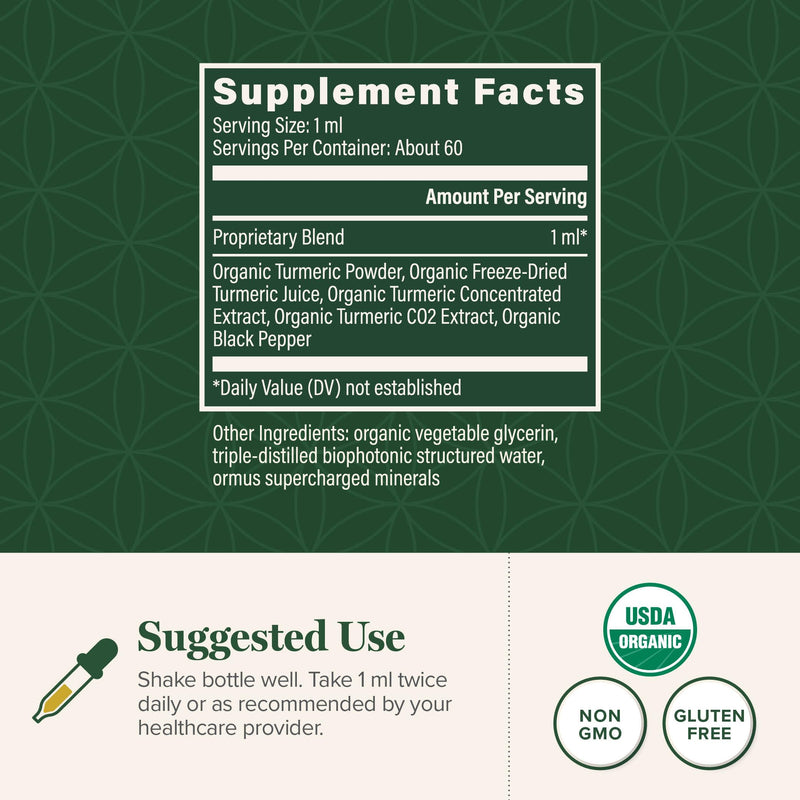 [Australia] - Global Healing Organic Turmeric Curcumin Supplement with Black Pepper Extract Liquid Drops to Support Joint Mobility Relief and Digestive Health Multi Turmeric Supplement- 2 Fl Oz 