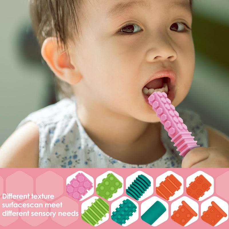 [Australia] - ERKOON Sensory Chew Toys for Autistic Children, 4 Pack Silicone Chewy Tube Oral Motor Tools for Sensory Kids with Autism, Biting, ADHD, SPD, Chewies with Special Needs, Teething Sticks Toys (4 Pack#1) Pink, Light Green, Green, Orange 