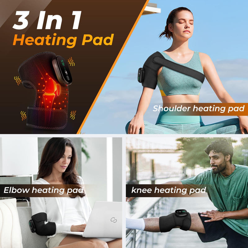 Knee Massager with Heat and Red Light, Knee Massager - Knee Heating Pad, Heated Knee Brace with 3 Heat & 3 Vibration, 5000 mAh, 1 Packs Black 1
