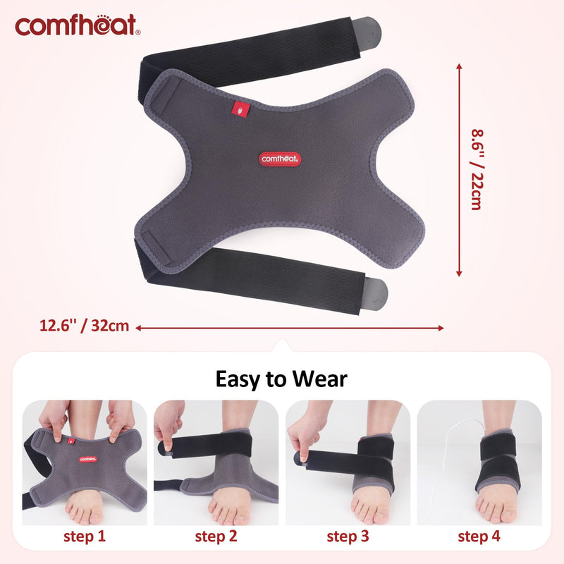 Ankle Heating Pad for Ankle Arthritis Pain Relief USB Powered | Heated Ankle Wrap Heat Therapy for Sprains, Strains, Post-Surgical, with 3 Heat Settings, Auto Shut Off, 1 Pack