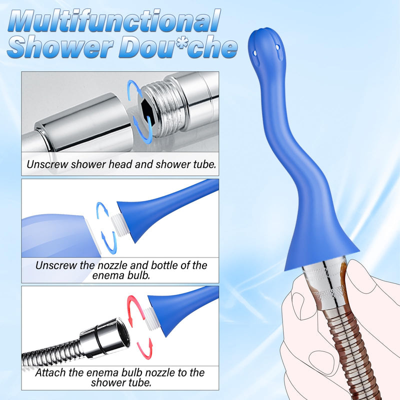 [Australia] - Enema Anal Douches for Men Women - Enema Bulb with Bendable Silicone Nozzles for Men Women Colon Cleanse, Anti Backflow Shower Douche Enema Kit with Lube, Anal Cleansing Feminine Care Douche Bottles 